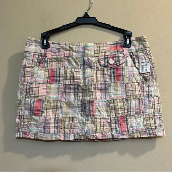 Aeropostale Skirt NWT Women's Size 1/2 Madras Plaid Micro Mini Patchwork - Picture 1 of 6